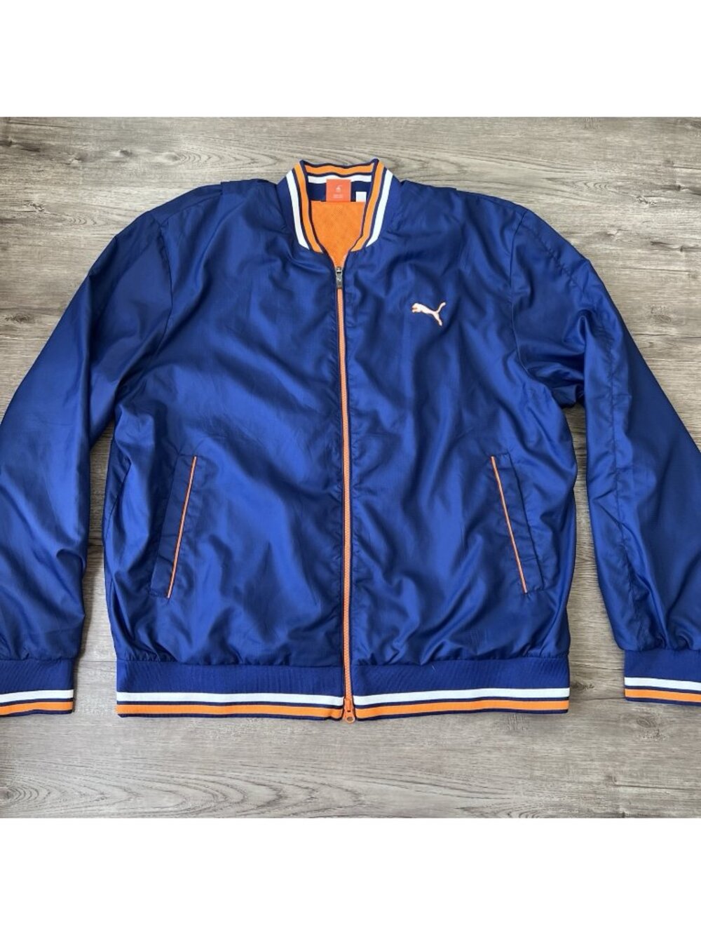 Puma Wind Cell Track Jacket Mens 2XL Blue Full Zip Athletic Windbreaker